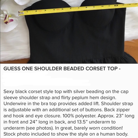 New guess one shoulder beaded embellished top - Picture 8 of 8